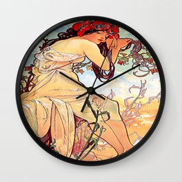 Alphonse Mucha (1860-1939) - SUMMER - The SEASONS (series) - Date: 1896 - Style: Art Nouveau (Modern) - Genre: Allegorical painting - Vintage - Digitally Enhanced Version (1500dpi) - Wall Clock