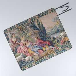 Antique Aubusson French Tapestry Romantic Garden Picnic Blanket