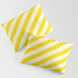 [ Thumbnail: Yellow & Light Yellow Colored Striped/Lined Pattern Pillow Sham ]