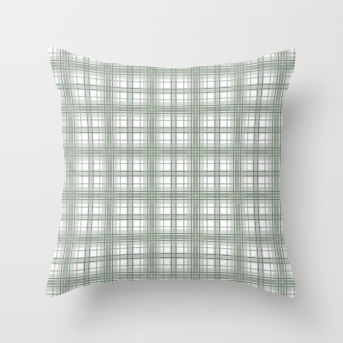 Sage Green and Gray Plaid Throw Pillow