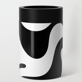 Lava Lamp - 90s Abstract Minimal Modern Wavy Art Design Pattern in Black Can Cooler
