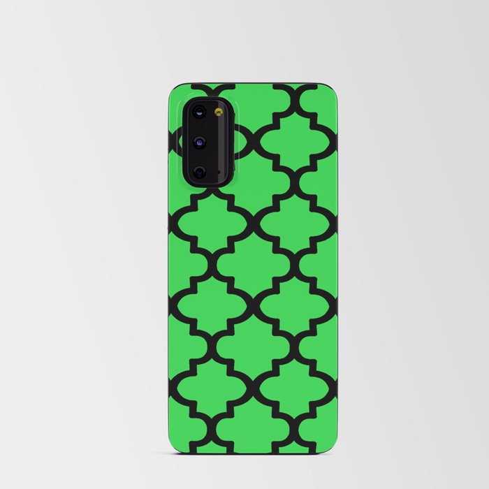 Quatrefoil Pattern In Black Outline On Lime Green Android Card Case