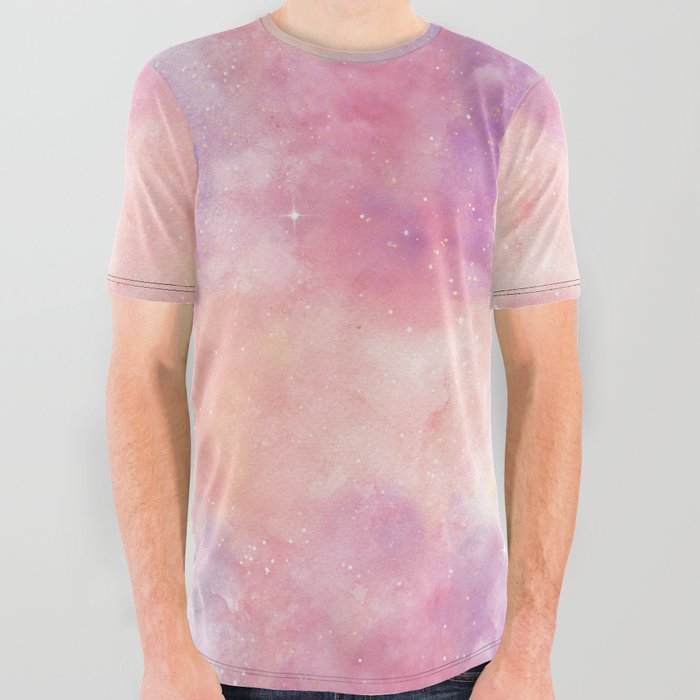 Pink Nebula Painting All Over Graphic Tee