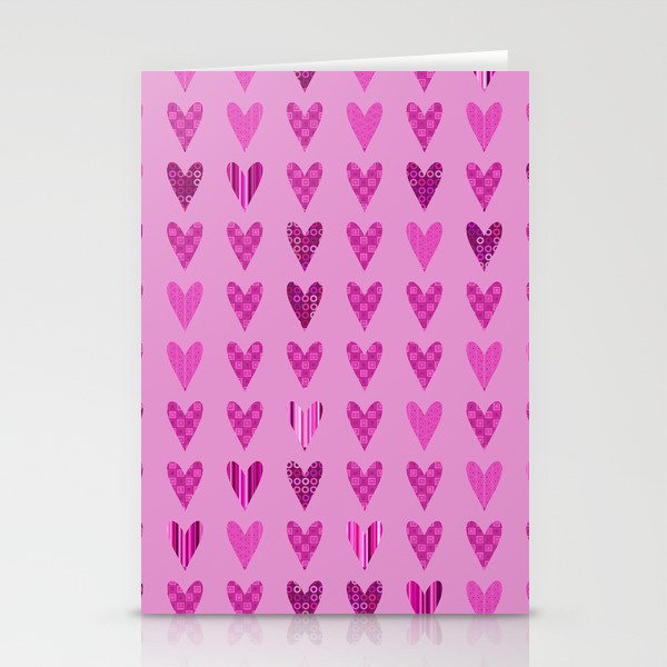 Pink Hearts Stationery Cards