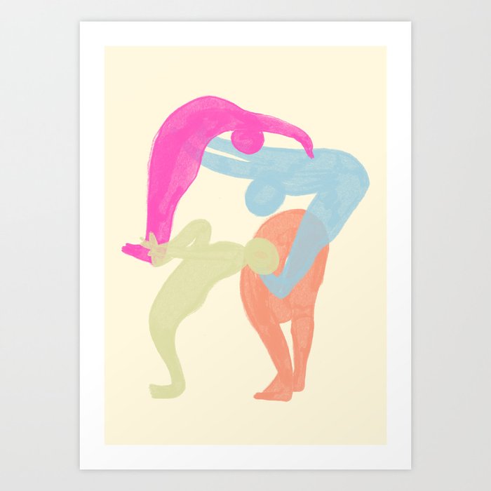 Abstract Colourful Yoga Poses Art Print