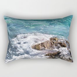 Blue Aegean Sea And Volcanic Rock Formation Photography  Rectangular Pillow