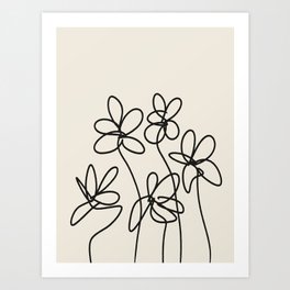 Minimalist One Line Art Flower Sketch Art Print