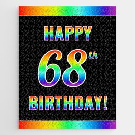 [ Thumbnail: Fun, Colorful, Rainbow Spectrum “HAPPY 68th BIRTHDAY!” Jigsaw Puzzle ]