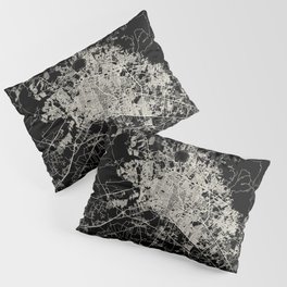 Léon, France - Black and White City Map - Aesthetic Pillow Sham