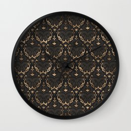 Persian Oriental Pattern - Black Leather and gold Wall Clock