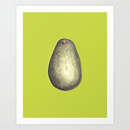 Avocado Watercolor With Green Background Art Print