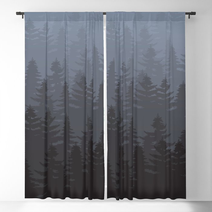 Black Forest Minimalist Landscape Blackout Curtain