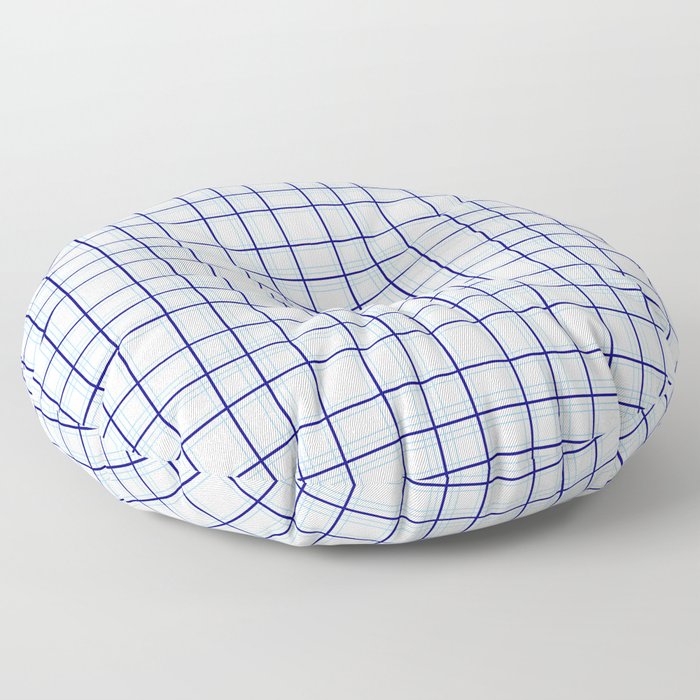 Line ligné 3 blue prince of wales check Floor Pillow