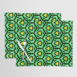 Spring brilliance. Modern, abstract, geometric pattern in bright green, light green, turquoise, yellow, black Placemat