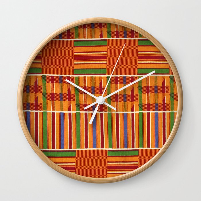 Ethnic African Kente Cloth Pattern Wall Clock