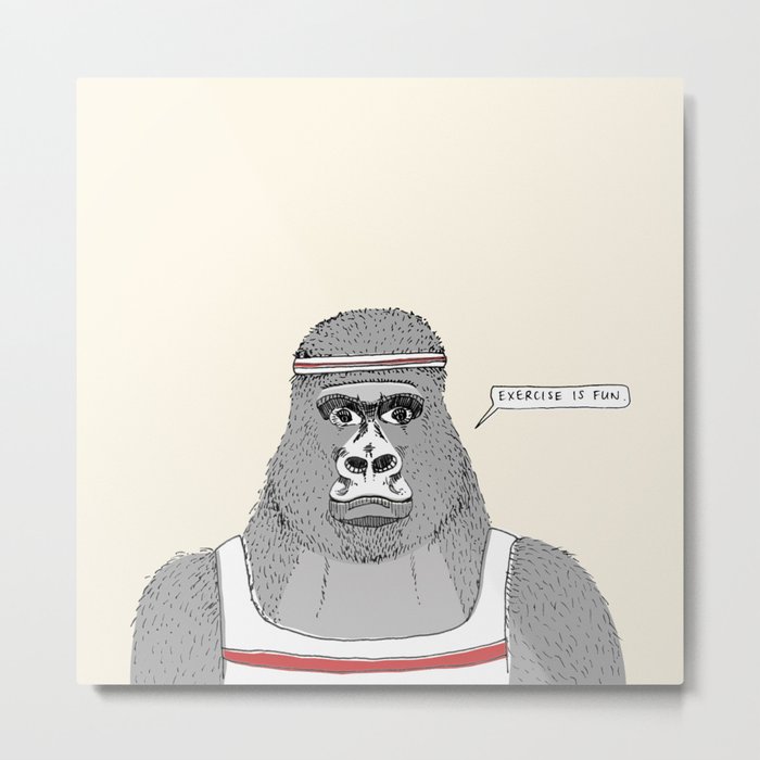 Gorillas love exercise Metal Print