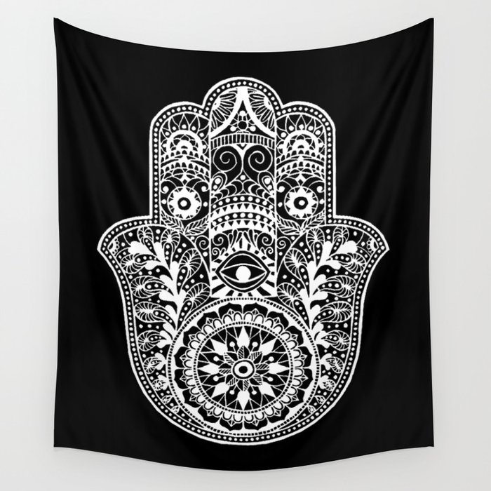 Black And White Hamsa Hand Wall Tapestry By Maryedenoa Society6
