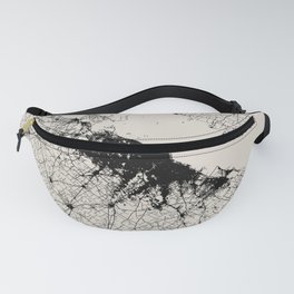 Buenos Aires, Argentica. Black and White City Map - Aesthetic Fanny Pack