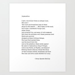 Ozymandias - Percy B Shelley Poem - Minimal, Classic, Typewriter Print - Literature Art Print