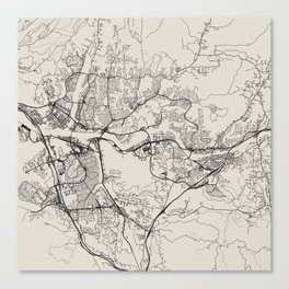 Santa Clarita USA - City Map - Black and White Aesthetic Canvas Print