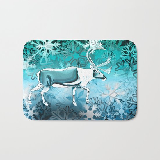 Blue Reindeer Bath Mat