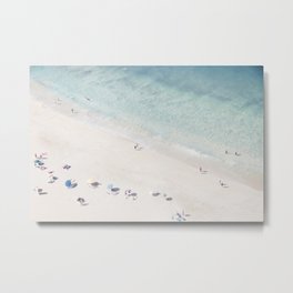 Summer Seaside Beach Print - Aerial Ocean Crowded Beach Sea photography by Ingrid Beddoes Metal Print