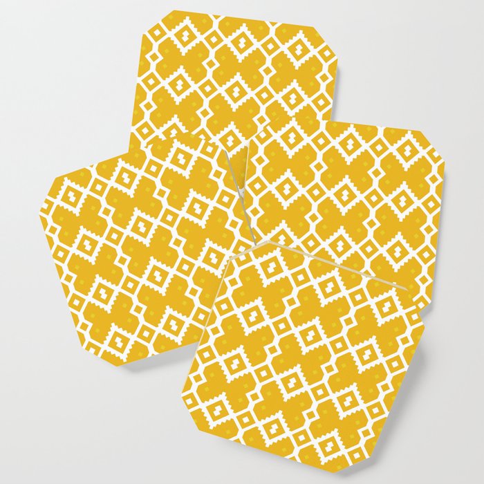 Yellow Chevron Diamond Pattern Coaster