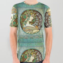 Alfons mucha ,“ Ivy ” All Over Graphic Tee