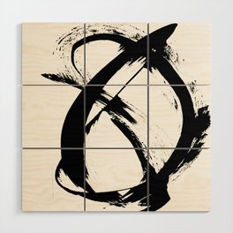 Brushstroke [7]: a minimal, abstract piece in black and white Wood Wall Art