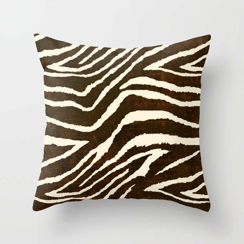 Animal Print Zebra In Winter Brown And Beige Throw Pillow By