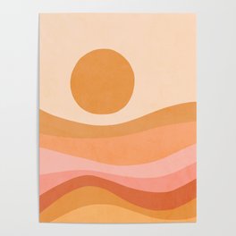 Golden Summer Sunset - Abstract landscape Poster