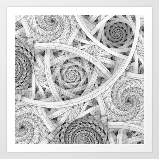 GET LOST - Black and White Spiral Art Print