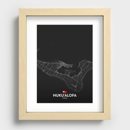 Nuku'alofa, Tonga - Dark City Map Recessed Framed Print