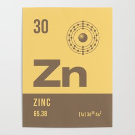 Periodic Element A - 30 Zinc Zn Poster