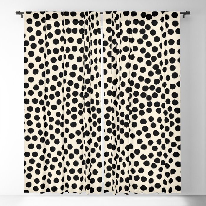Geometric Japanese Samekomon Dots Spots Abstract Pattern in Black and White Cream Blackout Curtain