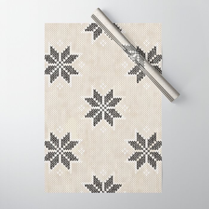 Cozy Boho Nordic Christmas Knitted Snowflakes Pattern Neutral and
