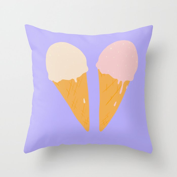 Ice Cream Cone Purple Throw Pillow by Opti Trish Prime Society6