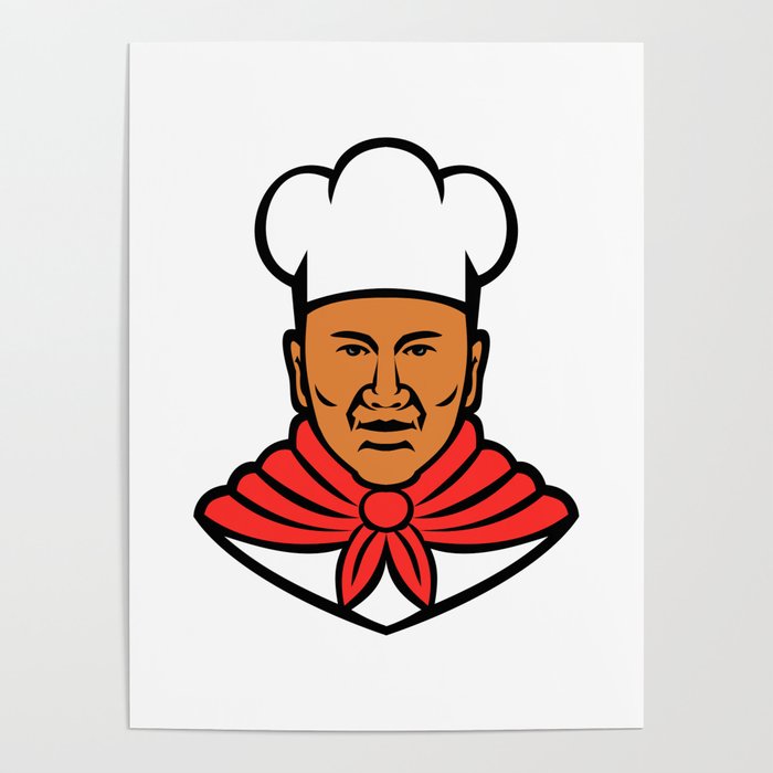 African American Baker Chef Cook Mascot Poster