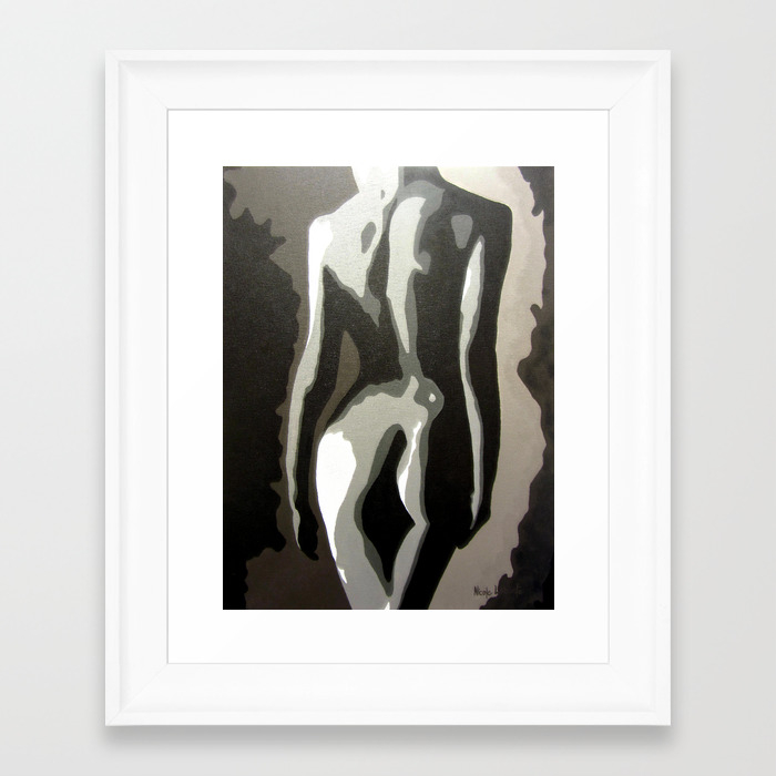 Abstract Female Silhouette Sepia Toned Shadows Light Study Framed