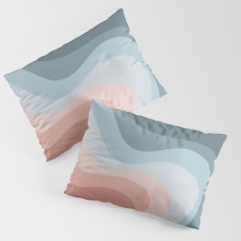 Blue and pink retro style waves Pillow Sham