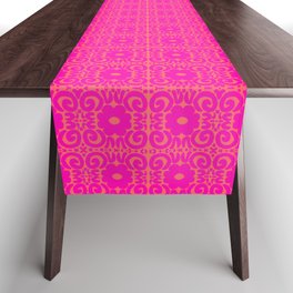 Spring Daisies Retro Lace Hot Pink on Orange Table Runner