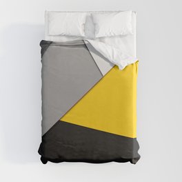Simple Modern Gray Yellow and Black Geometric Duvet Cover