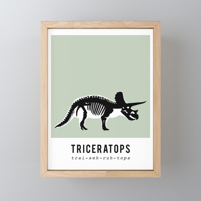 Triceratops dinosaur skeleton Framed Mini Art Print