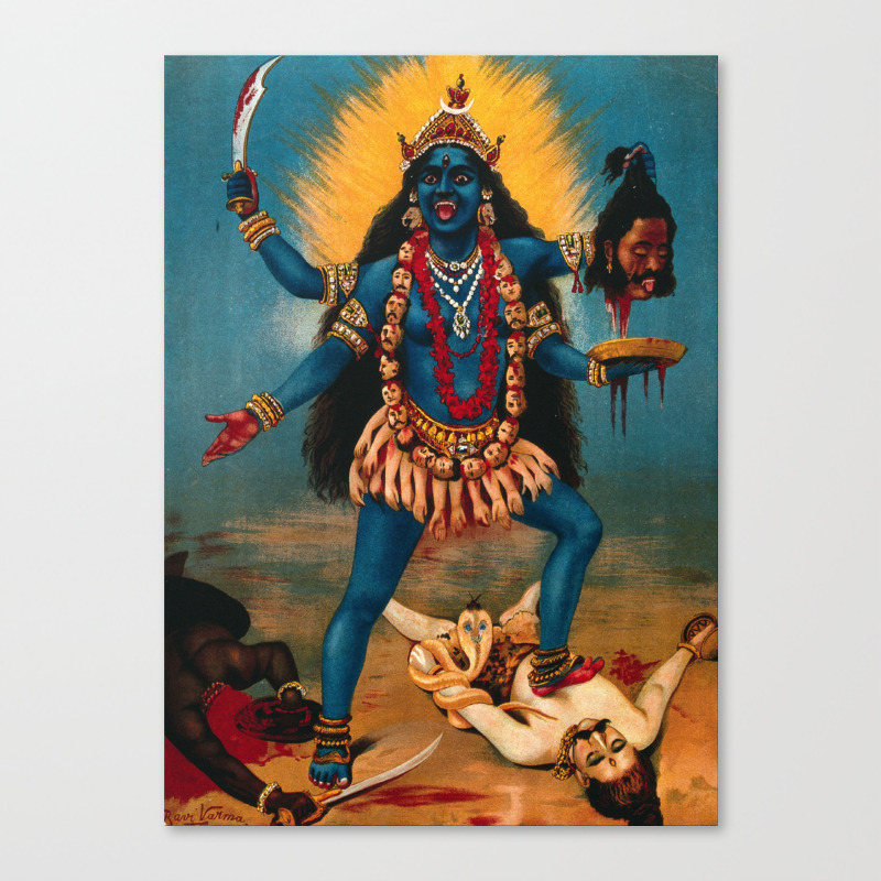 Kali Trampling Shiva Raja Ravi Varma Vintage Chromolithograph
