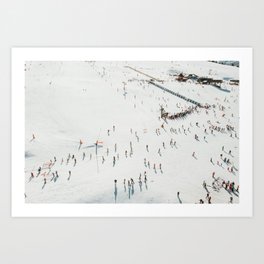 Aerial shot of ski resort Art Print