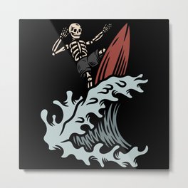 Surfer Dude When Surfing I Skull Surfer Metal Print