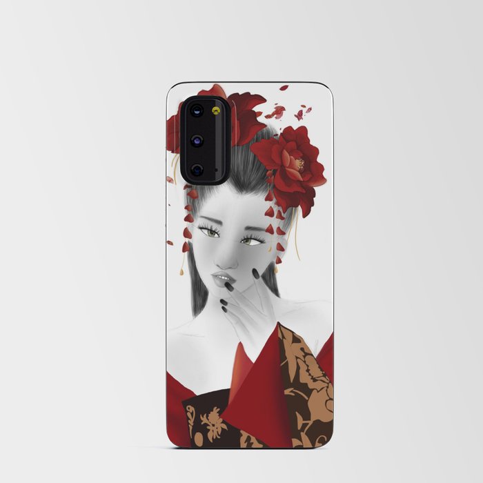 Geisha with red flowers Android Card Case