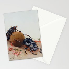 Dung beetles vintage art Stationery Cards