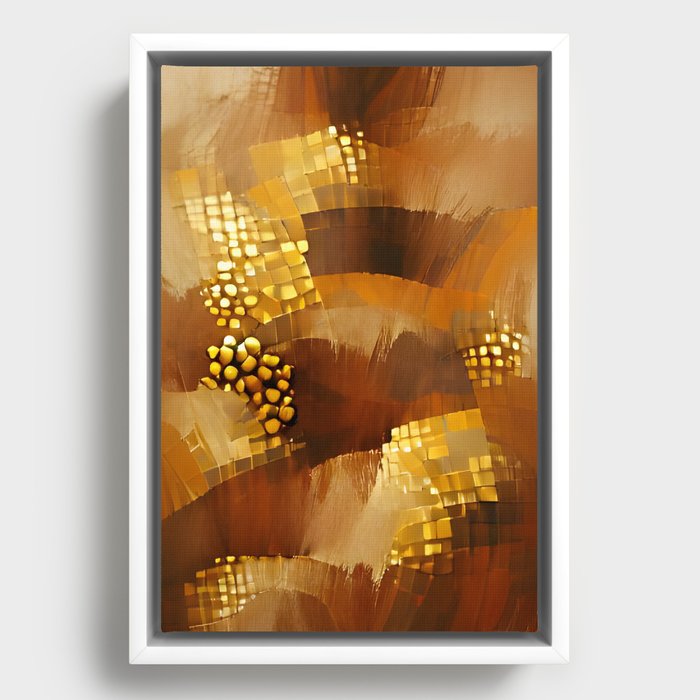 Brown and gold original abstract digital artwork Framed Canvas