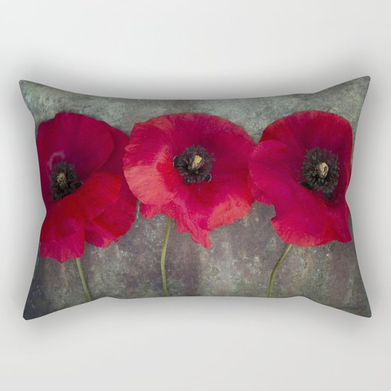 Three red poppies Rectangular Pillow